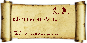 Kállay Mihály névjegykártya